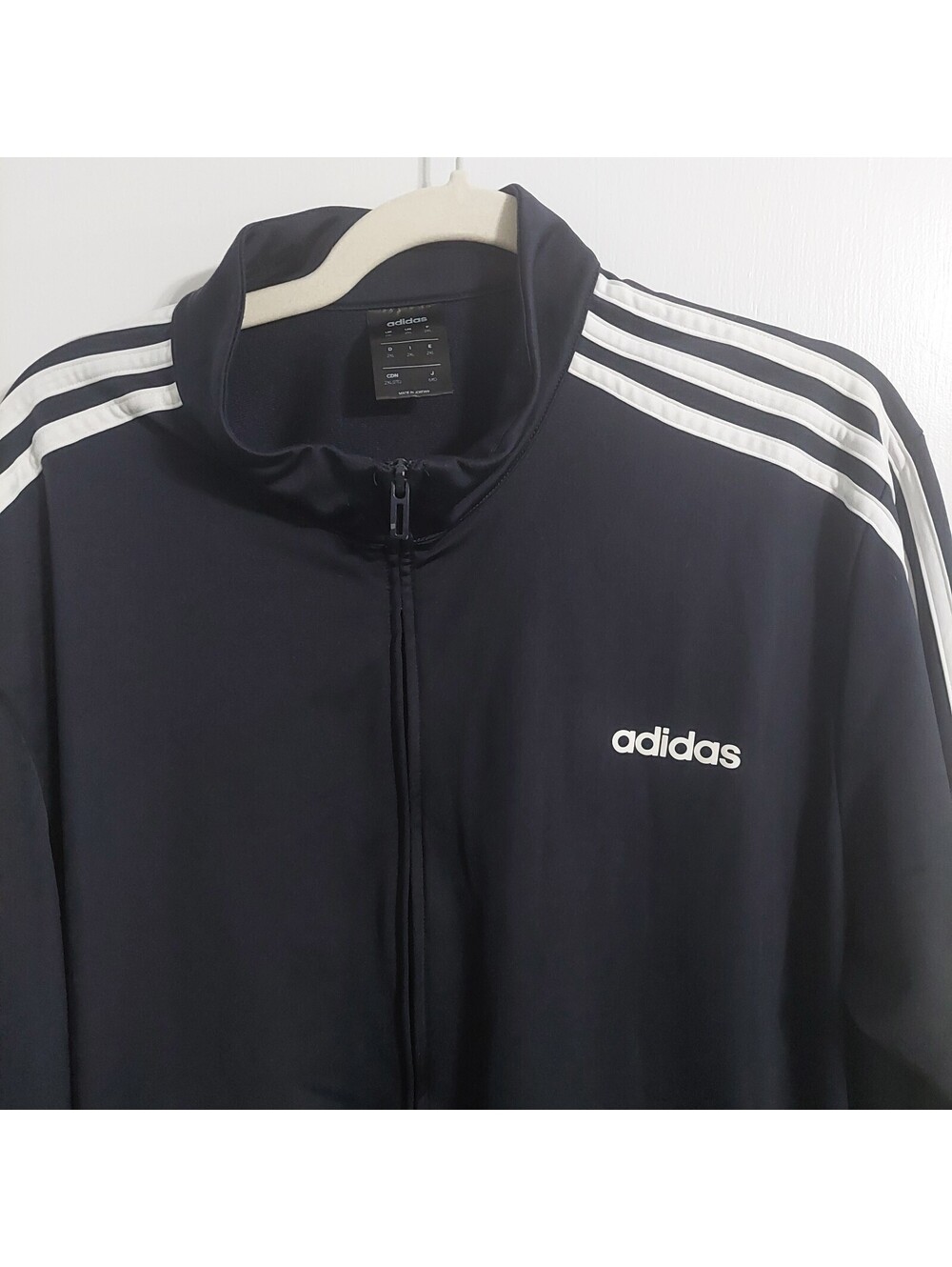Adidas Men's 2XL Navy Track Jacket with White Stripes